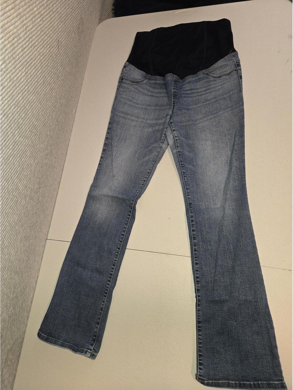 Isabel Maternity Light Wash Denim Jeans with Black Stretch Waistband Size 8